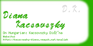 diana kacsovszky business card